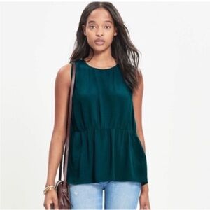 Madewell green sleeveless peplum blouse